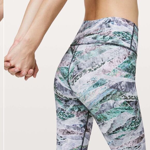 LULULEMON Wunder Under Hi Rise Tight Gray Print 6 - Picture 3 of 7